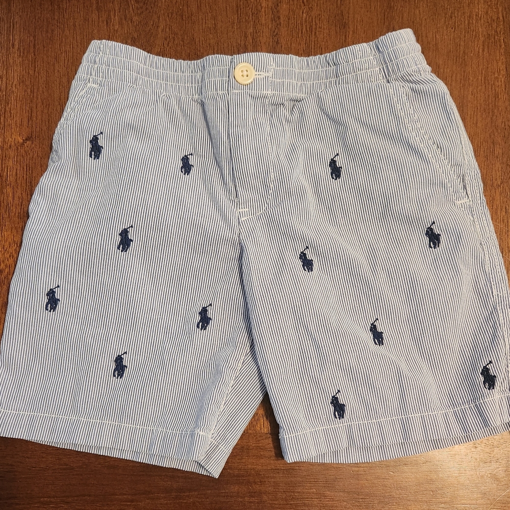 Polo by Ralph Lauren Kids Blue and White Striped Logo Shorts Size 5